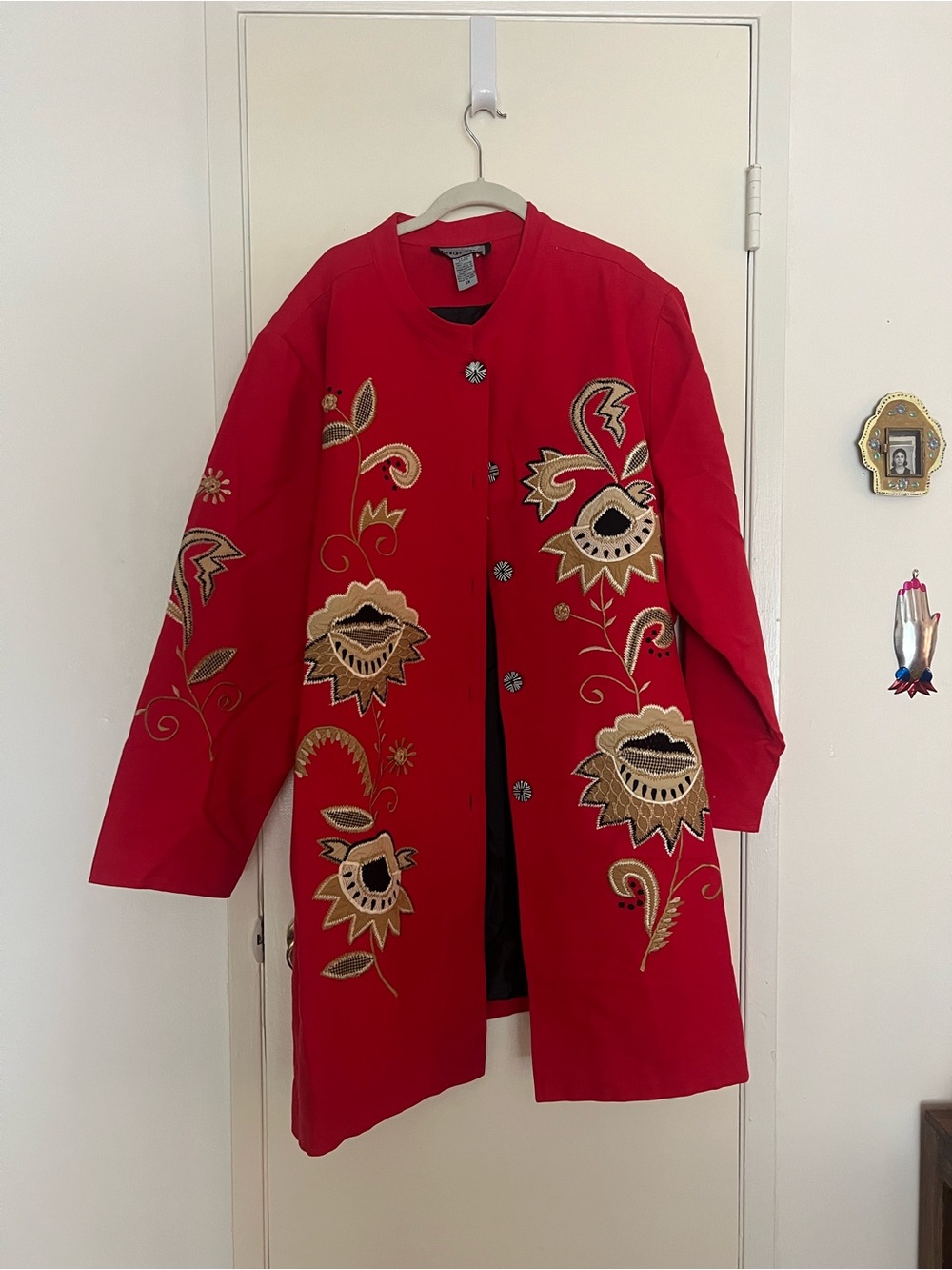 Indigo Moon Red Embroidered Coat